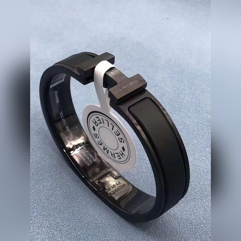 [原單對版] (配全套包裝) 全黑男士手鐲到位 新款Hermes愛馬仕男款手鐲