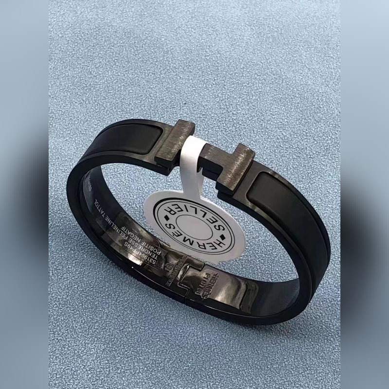 [原單對版] (配全套包裝) 全黑男士手鐲到位 新款Hermes愛馬仕男款手鐲