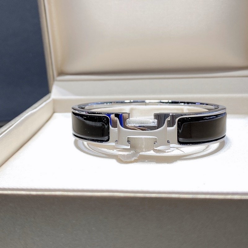 [原單對版] (配全套包裝) 現(xiàn)貨Hermes CLIC琺瑯彩H手鐲 愛馬仕鐵