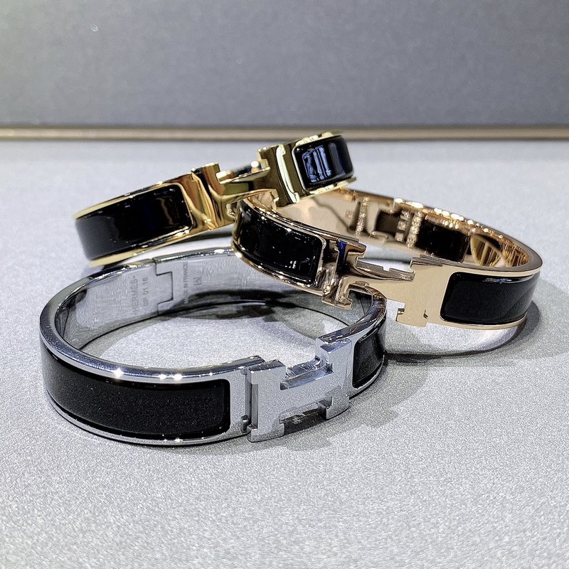 [原單對版] (配全套包裝) 現(xiàn)貨Hermes CLIC琺瑯彩H手鐲 愛馬仕鐵