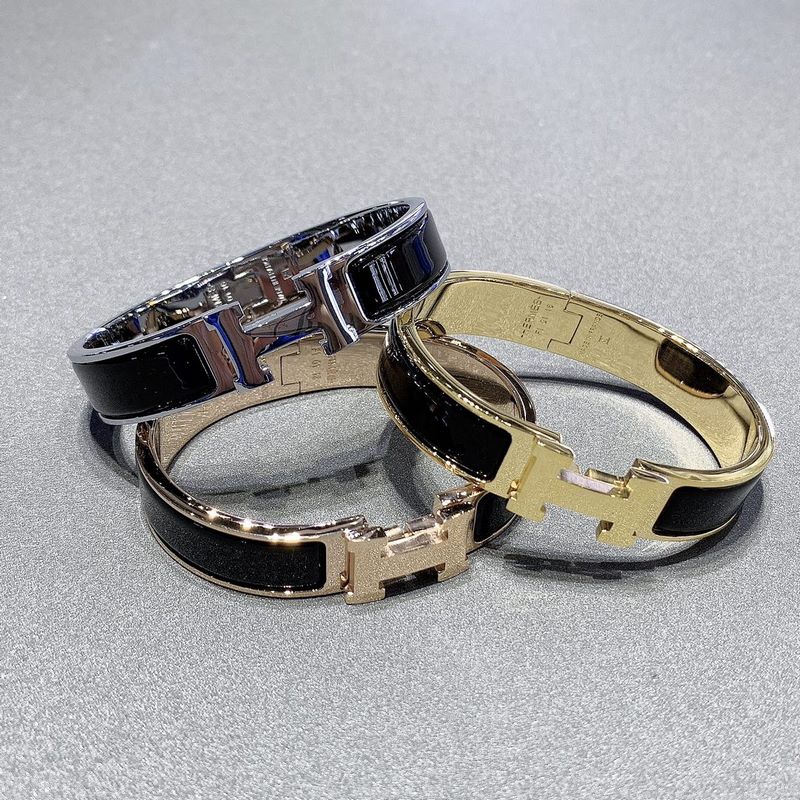 [原單對版] (配全套包裝) 現(xiàn)貨Hermes CLIC琺瑯彩H手鐲 愛馬仕鐵