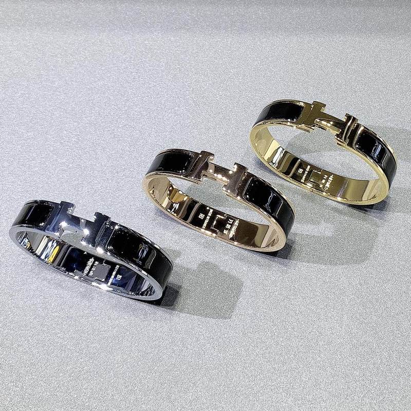 [原單對版] (配全套包裝) 現(xiàn)貨Hermes CLIC琺瑯彩H手鐲 愛馬仕鐵