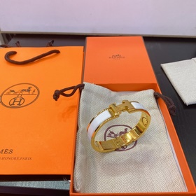 [原單對版] (配全套包裝) 愛馬仕黃金白H手鐲