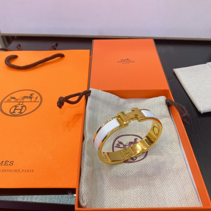 [原單對版] (配全套包裝) 愛馬仕黃金白H手鐲