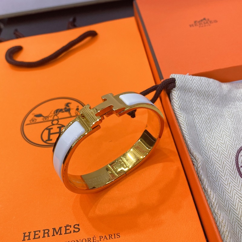 [原單對版] (配全套包裝) 愛馬仕黃金白H手鐲