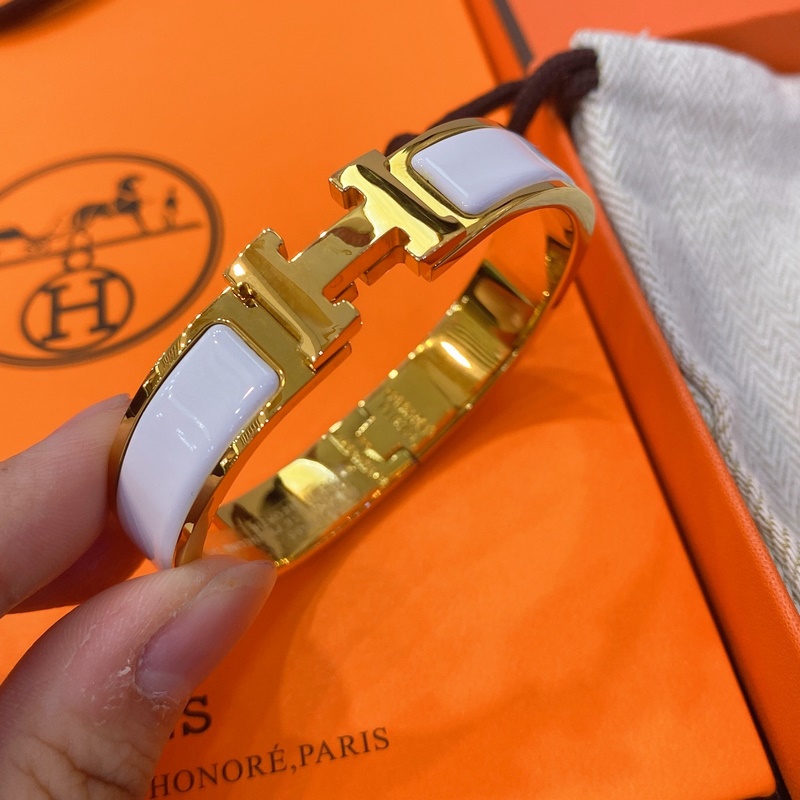 [原單對版] (配全套包裝) 愛馬仕黃金白H手鐲