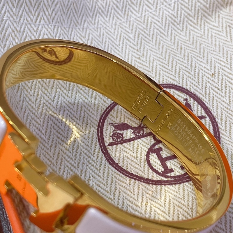 [原單對版] (配全套包裝) 愛馬仕黃金白H手鐲