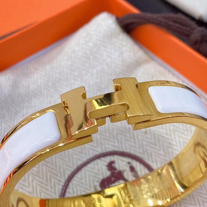 [原單對版] (配全套包裝) 愛馬仕黃金白H手鐲