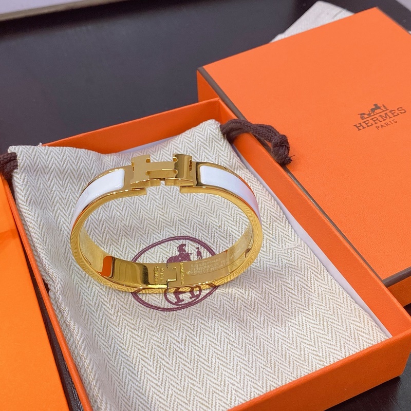 [原單對版] (配全套包裝) 愛馬仕黃金白H手鐲