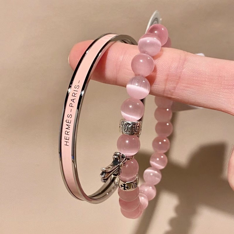 [原單對版]手串+手鐲= 克羅心粉色手串+愛馬仕粉色手鐲