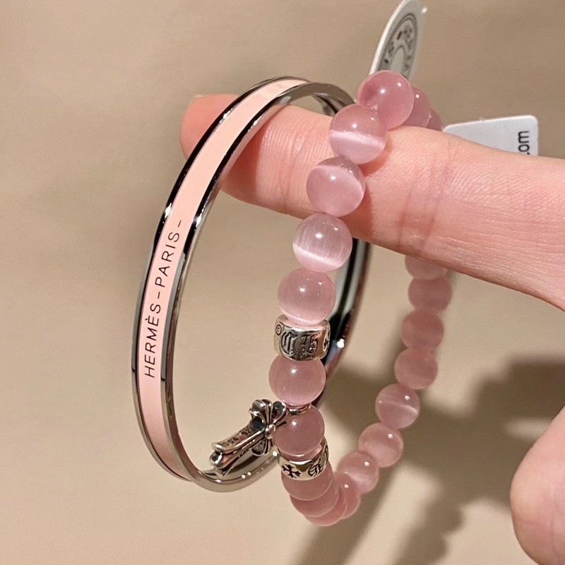 [原單對版]手串+手鐲= 克羅心粉色手串+愛馬仕粉色手鐲
