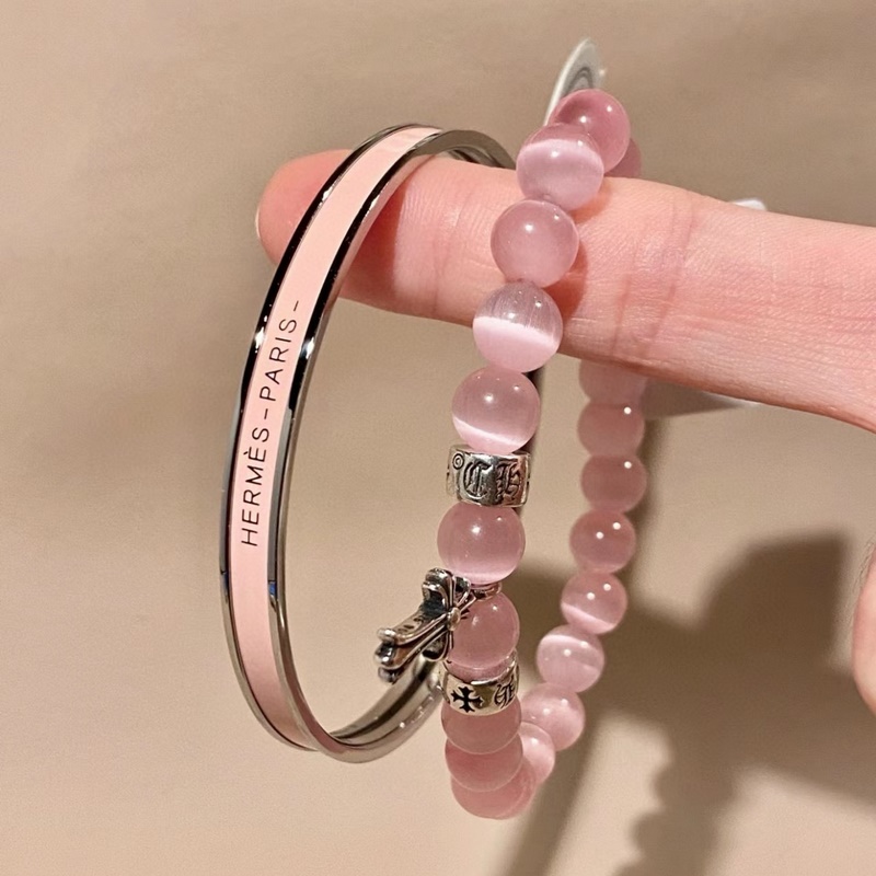 [原單對版]手串+手鐲= 克羅心粉色手串+愛馬仕粉色手鐲