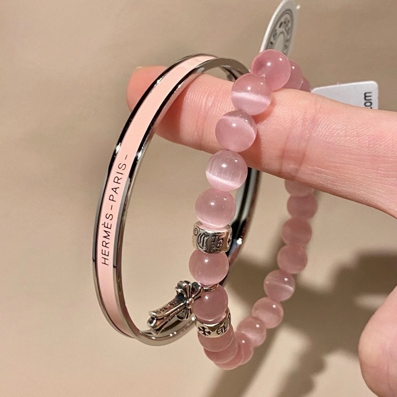 [原單對版]手串+手鐲= 克羅心粉色手串+愛馬仕粉色手鐲