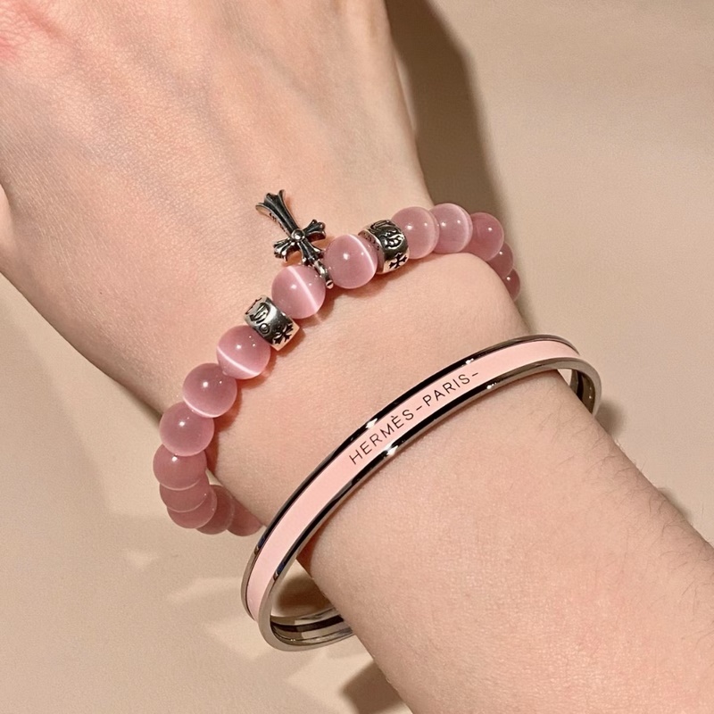 [原單對版]手串+手鐲= 克羅心粉色手串+愛馬仕粉色手鐲