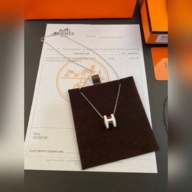 [原單對版] (配全套包裝) 代購版本 HERMES愛馬仕琺瑯弧形H項鍊，現貨