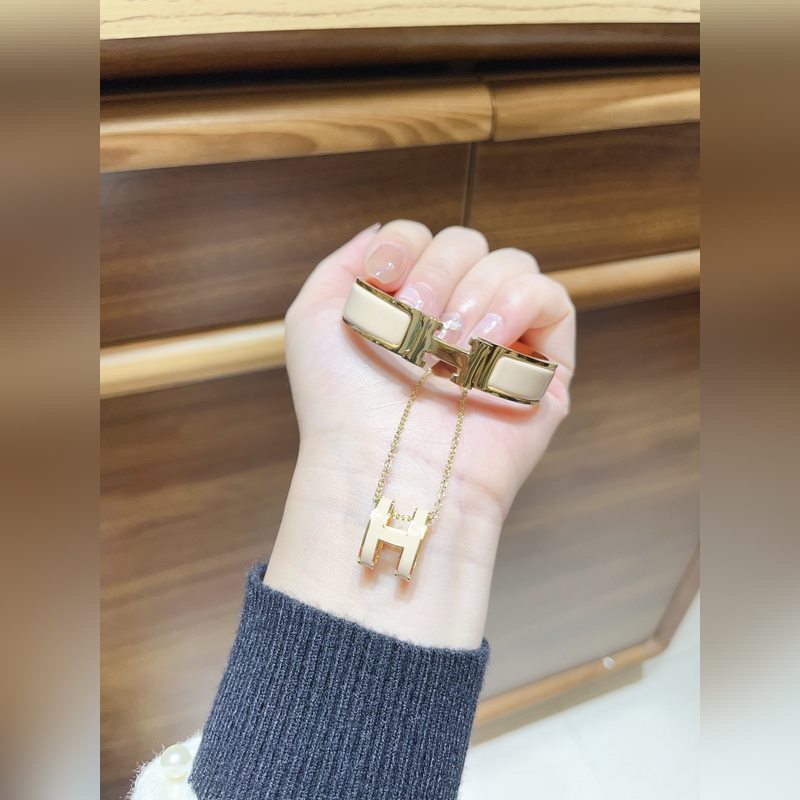 [原單對版]項鍊+ 手鐲 愛馬仕經典琺瑯H手鐲+項鍊套裝 精工高版本 手鐲碼數1