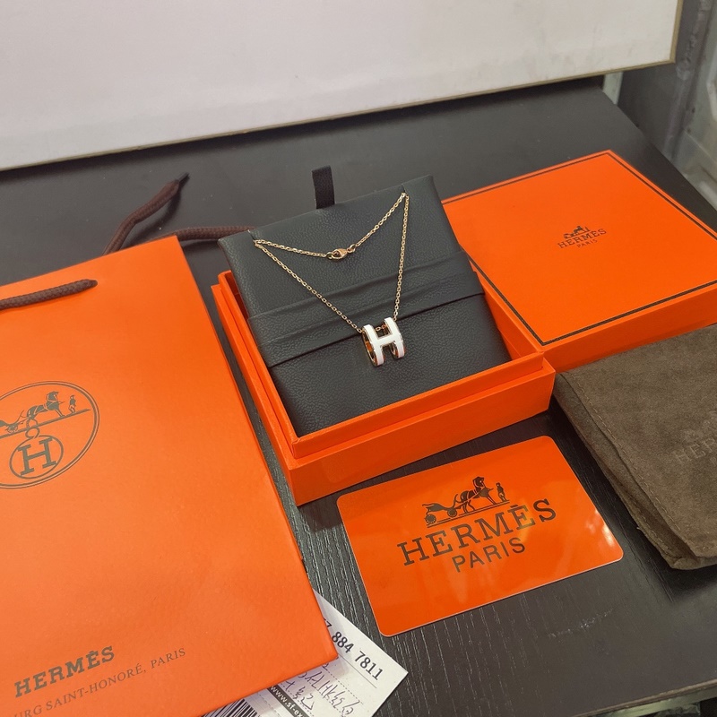 [原單對版] (配全套包裝) 愛馬仕玫瑰金白H項鍊