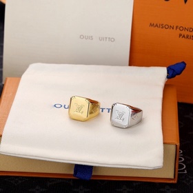 [原單對版] (配全套包裝) LV臺面印章戒指 銀色 金色