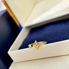 [原單對版] (配全套包裝) 驢家 新款 奢侈滿鑽 老花四葉草開口戒指 頂級耀