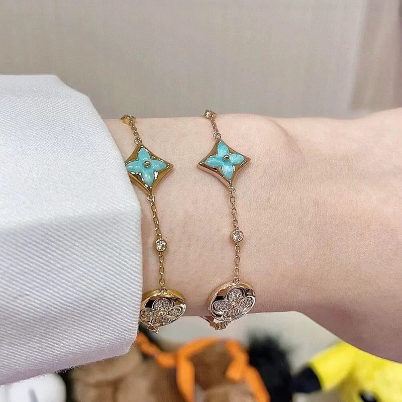 [原單對(duì)版] (配全套包裝) LV 老花 天河石 四花手鍊