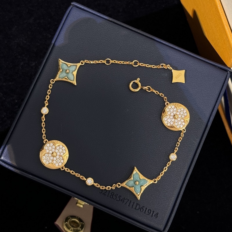 [原單對(duì)版] (配全套包裝) LV 老花 天河石 四花手鍊