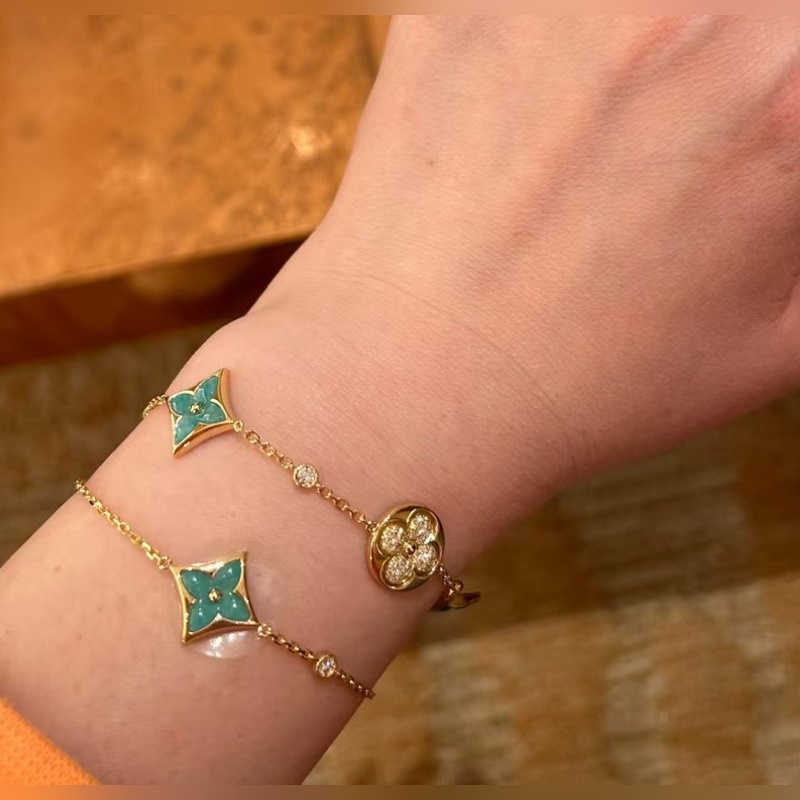 [原單對(duì)版] (配全套包裝) LV 老花 天河石 四花手鍊