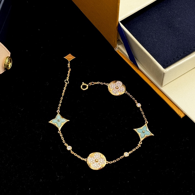 [原單對(duì)版] (配全套包裝) LV 老花 天河石 四花手鍊