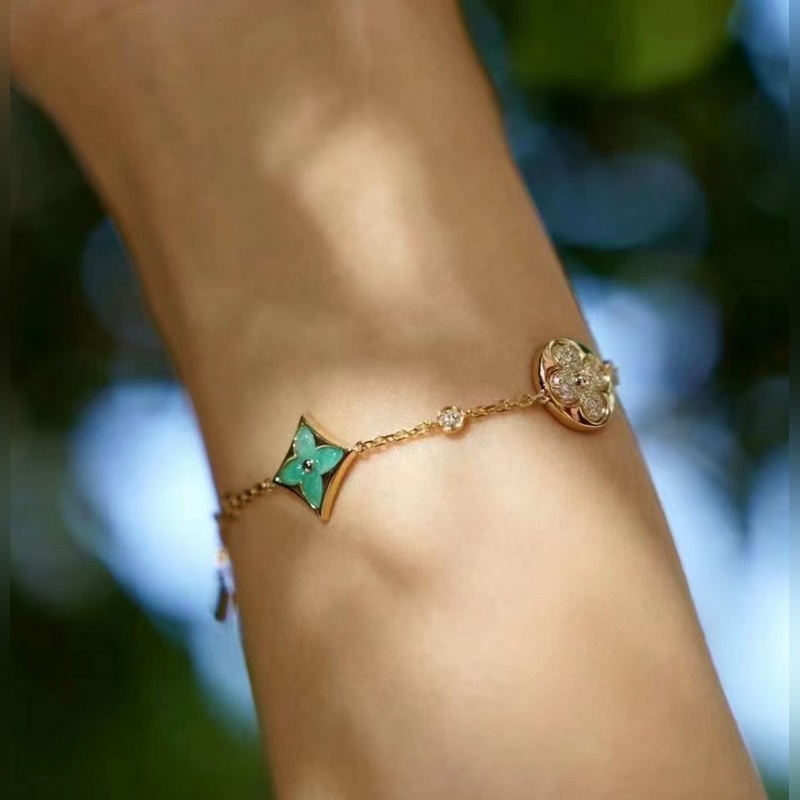 [原單對(duì)版] (配全套包裝) LV 老花 天河石 四花手鍊