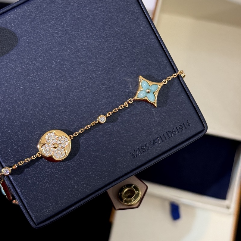 [原單對(duì)版] (配全套包裝) LV 老花 天河石 四花手鍊