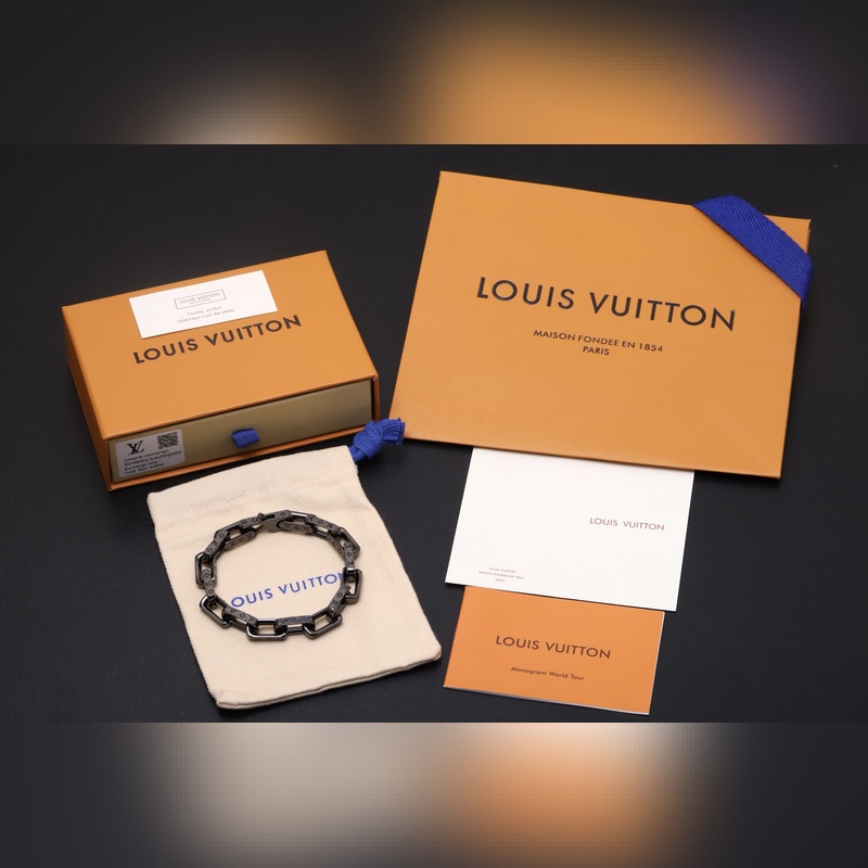 [原單對版] (配全套包裝) LV Monogram 淬火 黑金手鍊 專櫃對版