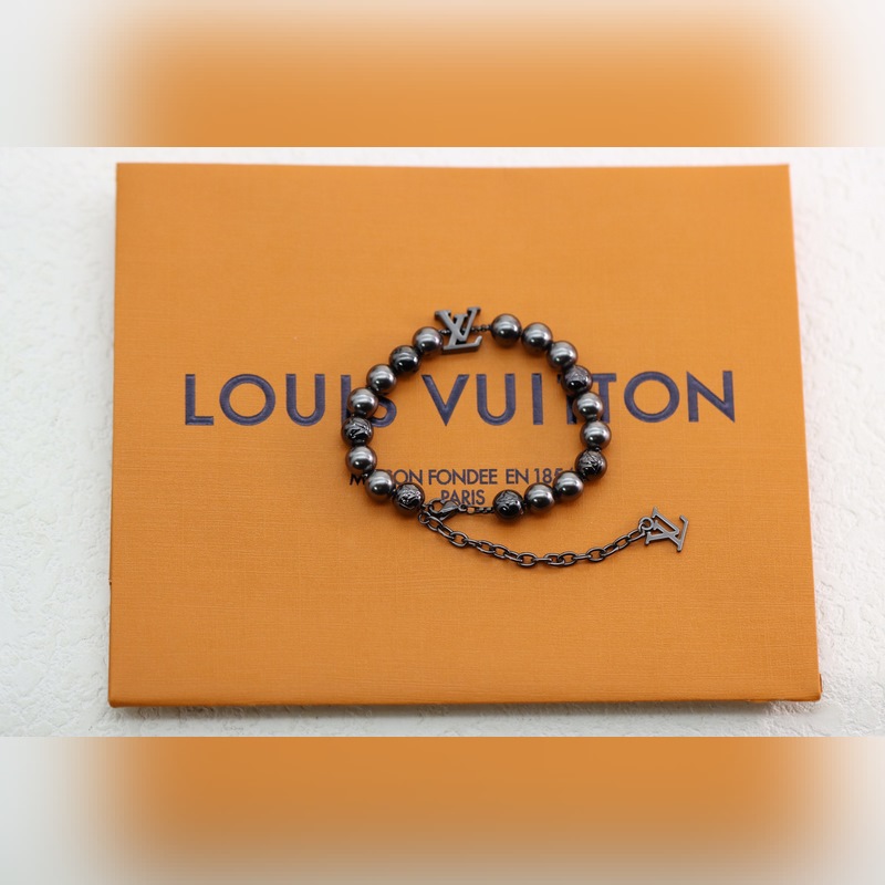 [原單對版] (配全套包裝) LV Beads 黑色變色串珠情手侶鍊 LV