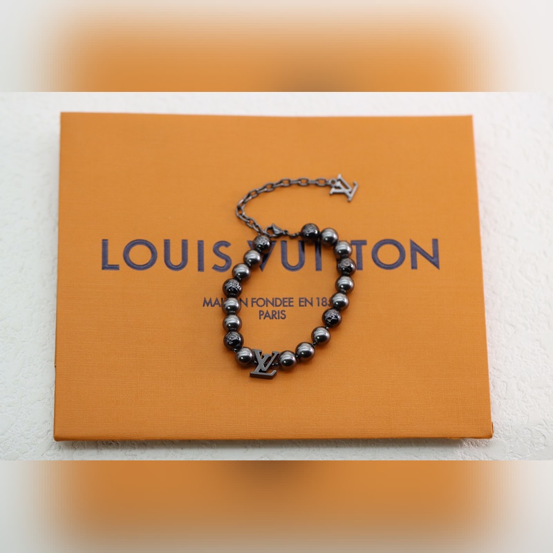 [原單對版] (配全套包裝) LV Beads 黑色變色串珠情手侶鍊 LV