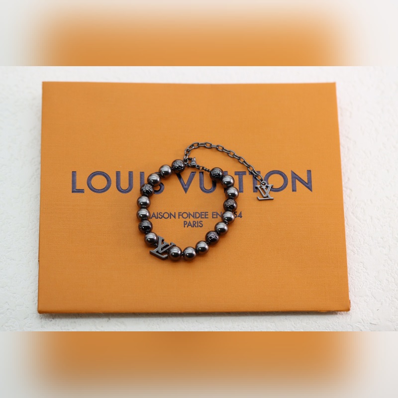 [原單對版] (配全套包裝) LV Beads 黑色變色串珠情手侶鍊 LV