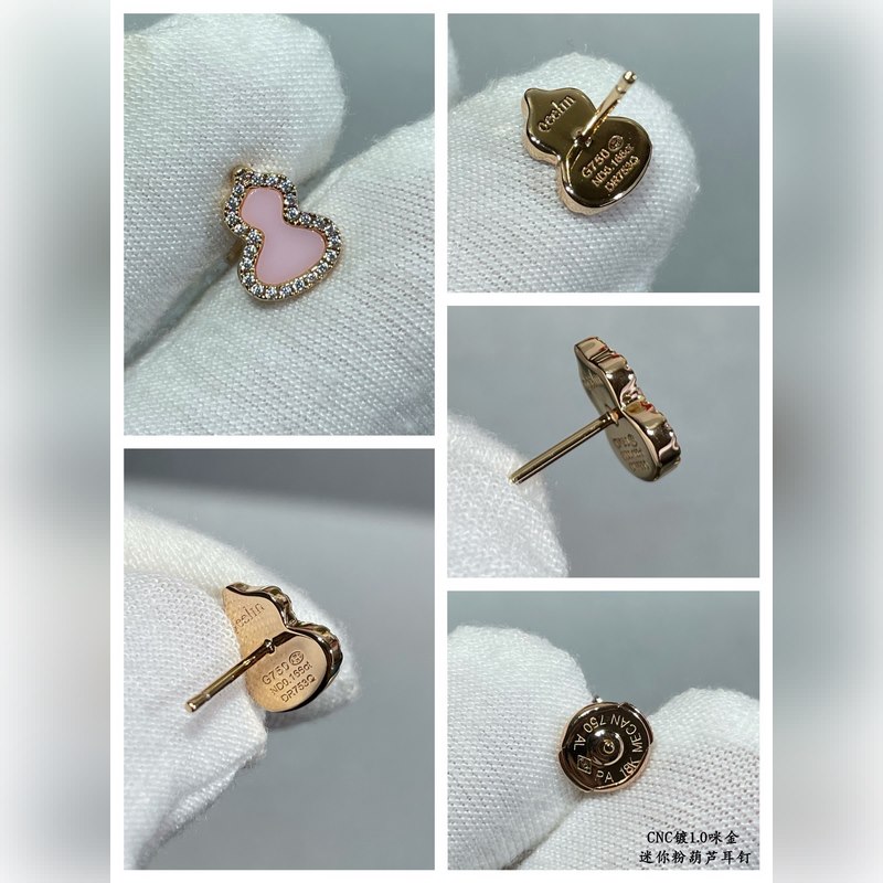 V金鍍咪金 5110210 麒麟迷你粉葫蘆耳釘，招財旺運 高顔值 上身效果很贊