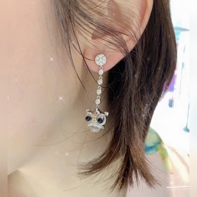 亞金 7580200 高品質貨源 Queelin麒麟舞動的獅子耳環 寓意極好