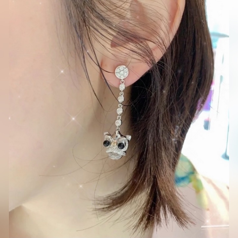 亞金 7580200 高品質貨源 Queelin麒麟舞動的獅子耳環 寓意極好