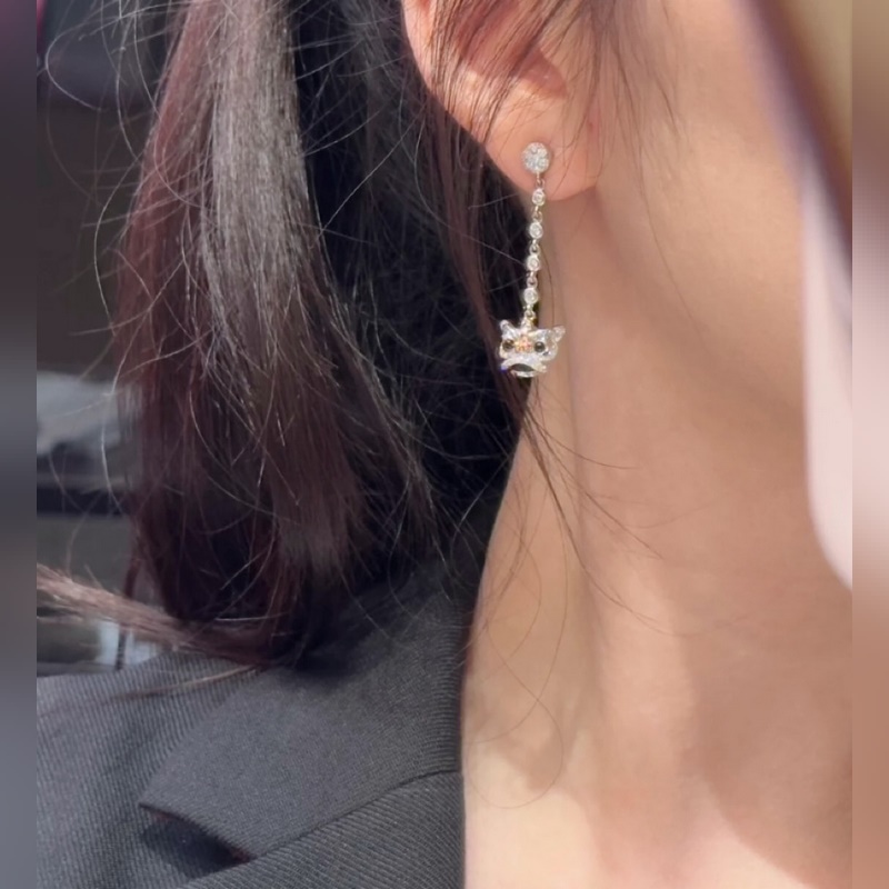 亞金 7580200 高品質貨源 Queelin麒麟舞動的獅子耳環 寓意極好