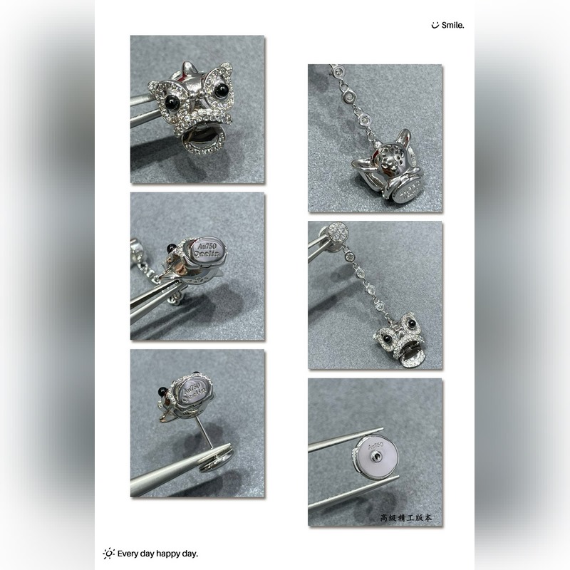 亞金 7580200 高品質貨源 Queelin麒麟舞動的獅子耳環 寓意極好