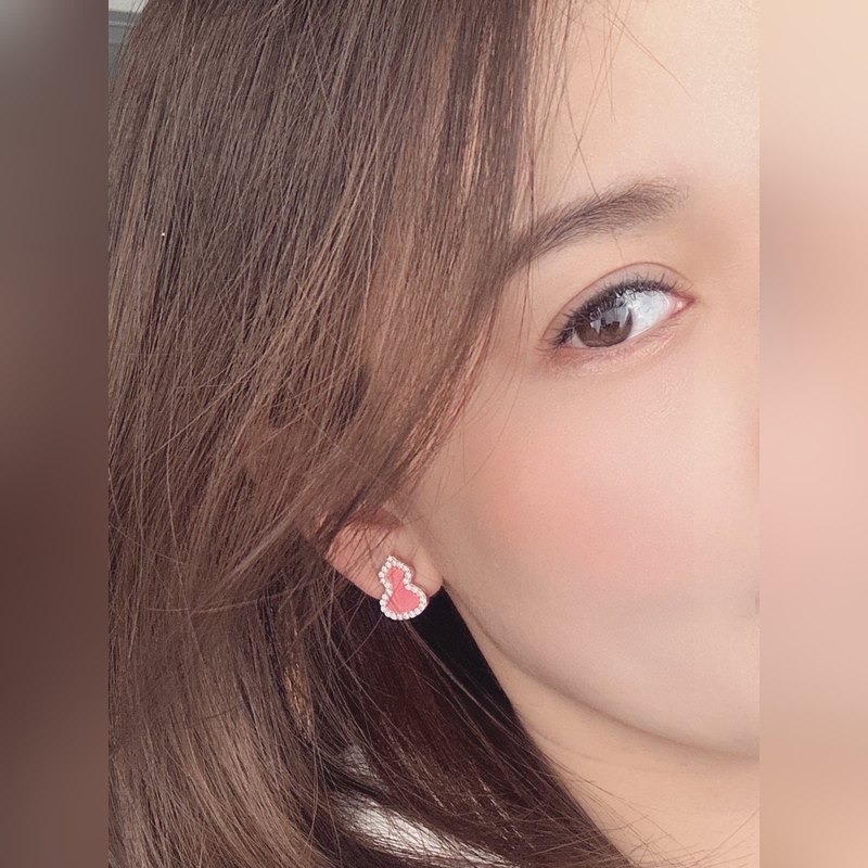 qeelin麒麟 高端珠寶 粉陶瓷 葫蘆耳釘 女神同款 葫蘆寓意有福祿[]非常吸