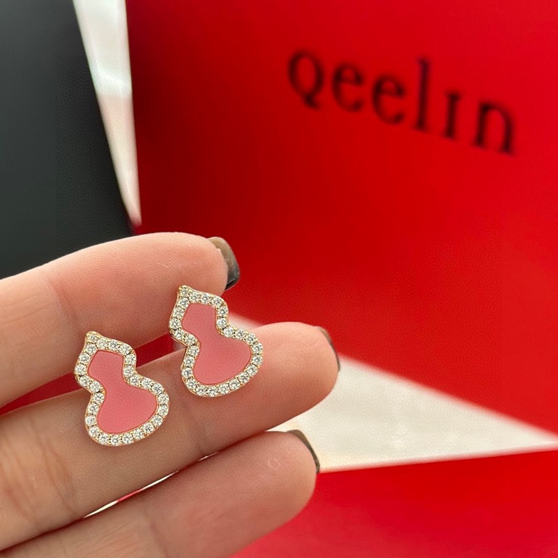 qeelin麒麟 高端珠寶 粉陶瓷 葫蘆耳釘 女神同款 葫蘆寓意有福祿[]非常吸