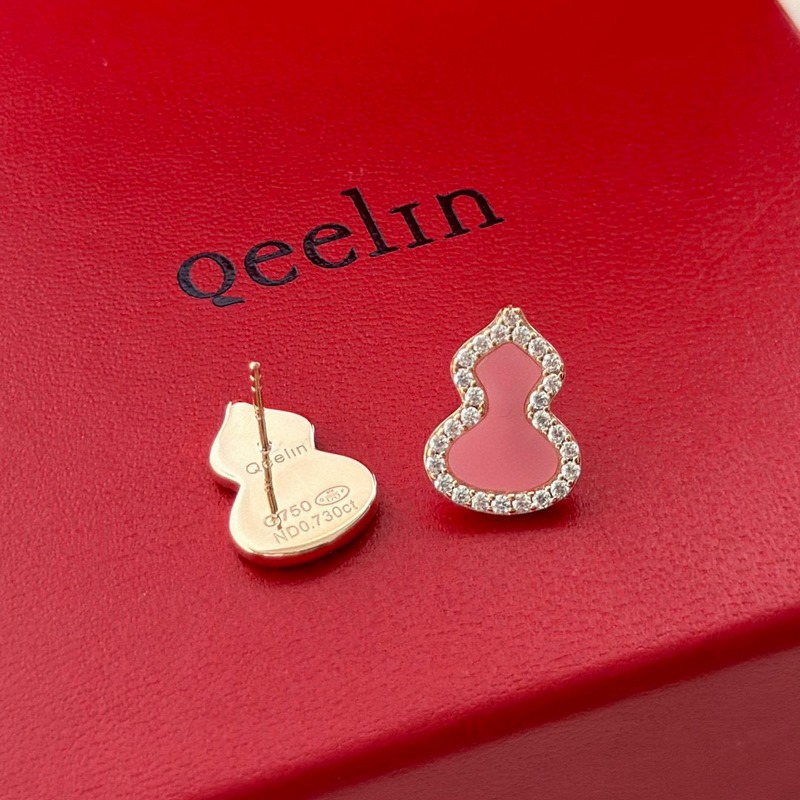 qeelin麒麟 高端珠寶 粉陶瓷 葫蘆耳釘 女神同款 葫蘆寓意有福祿[]非常吸
