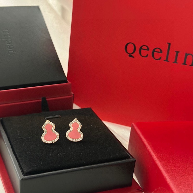 qeelin麒麟 高端珠寶 粉陶瓷 葫蘆耳釘 女神同款 葫蘆寓意有福祿[]非常吸