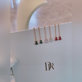 Qeeline麒麟小葫蘆紅瑪瑙耳釘  葫蘆諧音 福祿 ，寓意有福！真金定制非