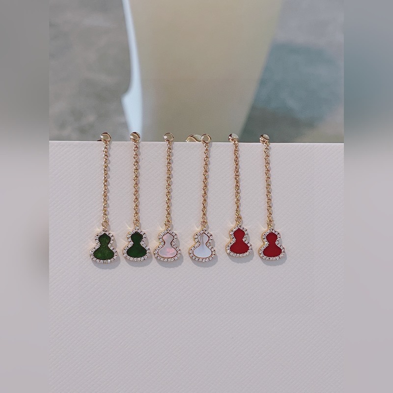 Qeeline麒麟小葫蘆紅瑪瑙耳釘  葫蘆諧音 福祿 ，寓意有福！真金定制非