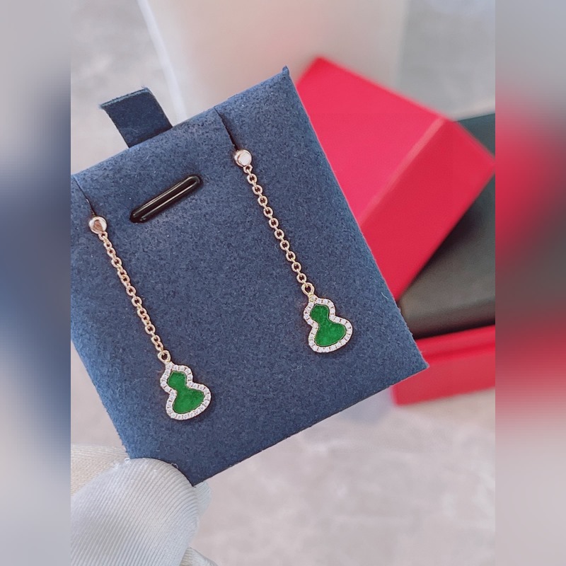 Qeeline麒麟小葫蘆紅瑪瑙耳釘  葫蘆諧音 福祿 ，寓意有福！真金定制非