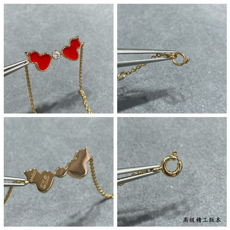 V金材質(zhì) 4670160 麒麟紅瑪瑙雙葫蘆手鍊，簡約的線條刻畫Wulu優(yōu)美的形態(tài)