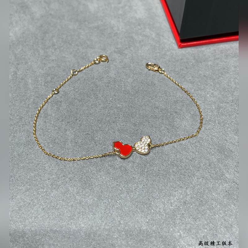 V金材質 4670160(紅 鑽)wulu麒麟雙葫蘆手鍊 超Q款 簡約的線條刻畫