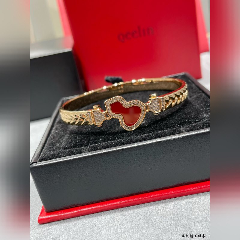 V金材質 qeelin麒麟編織紋紅瑪瑙葫蘆手鐲 超Q款 簡約的線條刻畫Wulu優