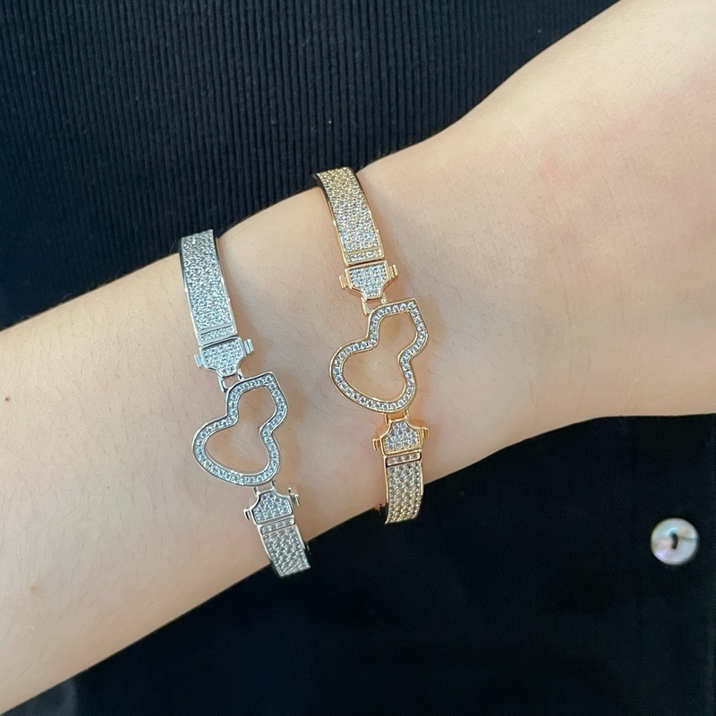 V金材質 qeelin麒麟滿鑽葫蘆手鐲 超Q款 簡約的線條刻畫Wulu優美的形