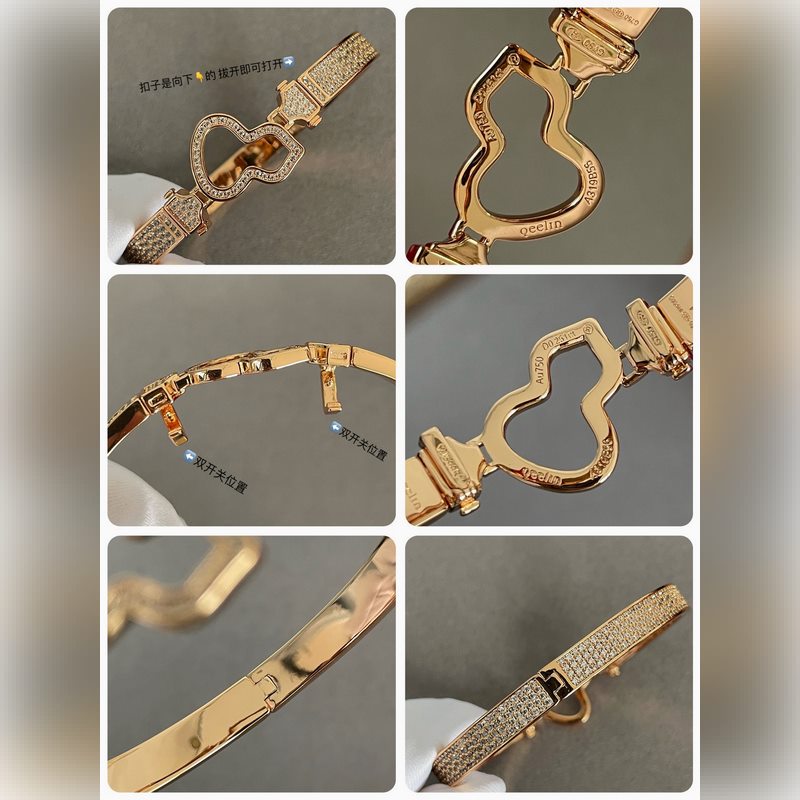 V金材質 qeelin麒麟滿鑽葫蘆手鐲 超Q款 簡約的線條刻畫Wulu優美的形